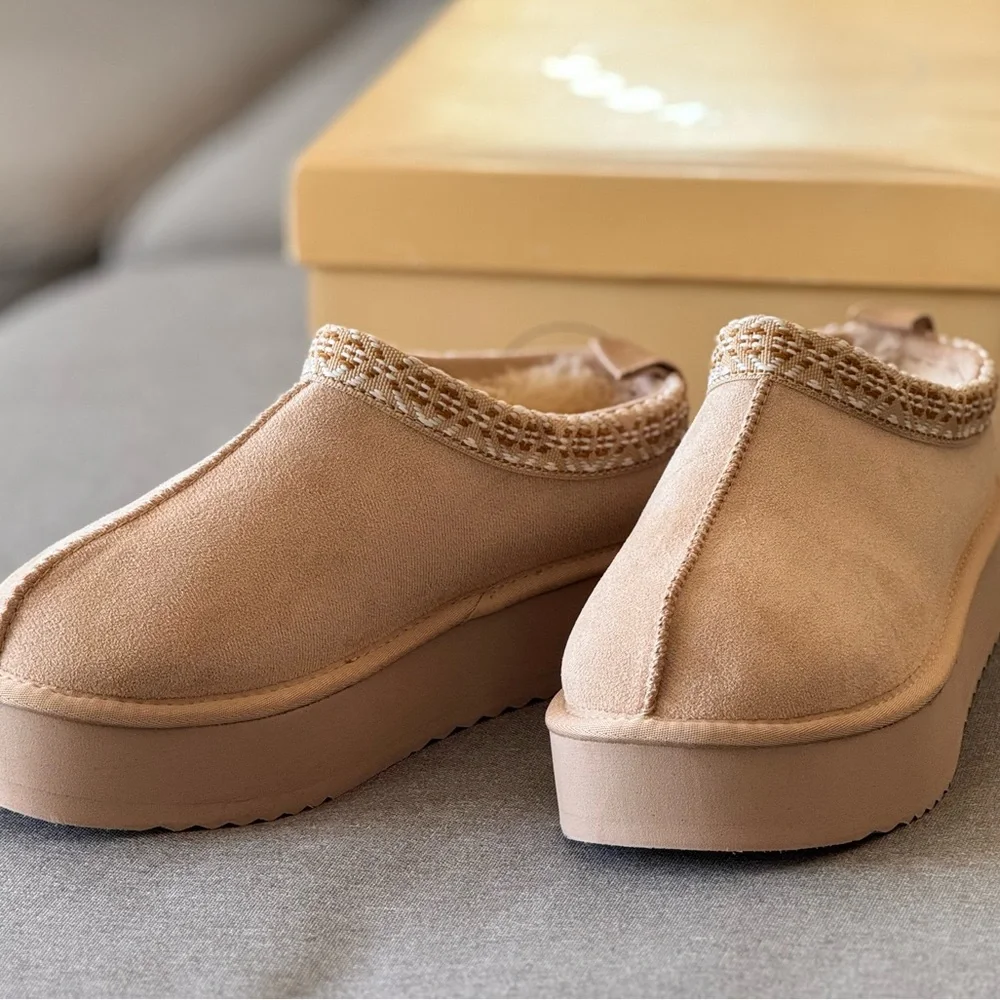 Soda Tan Mules Comfortable Leather-Like Clogs